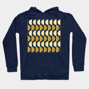 Gold and Navy Retro Half-Circles Hoodie